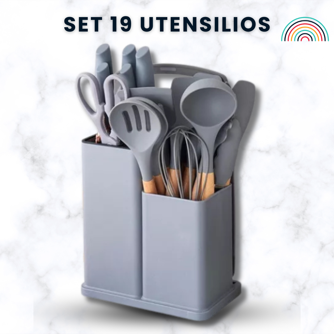 Set 19 Utensilios De Cocina De Silicona